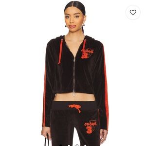 Jaded London Three Velour Hoodie in Brown Velour